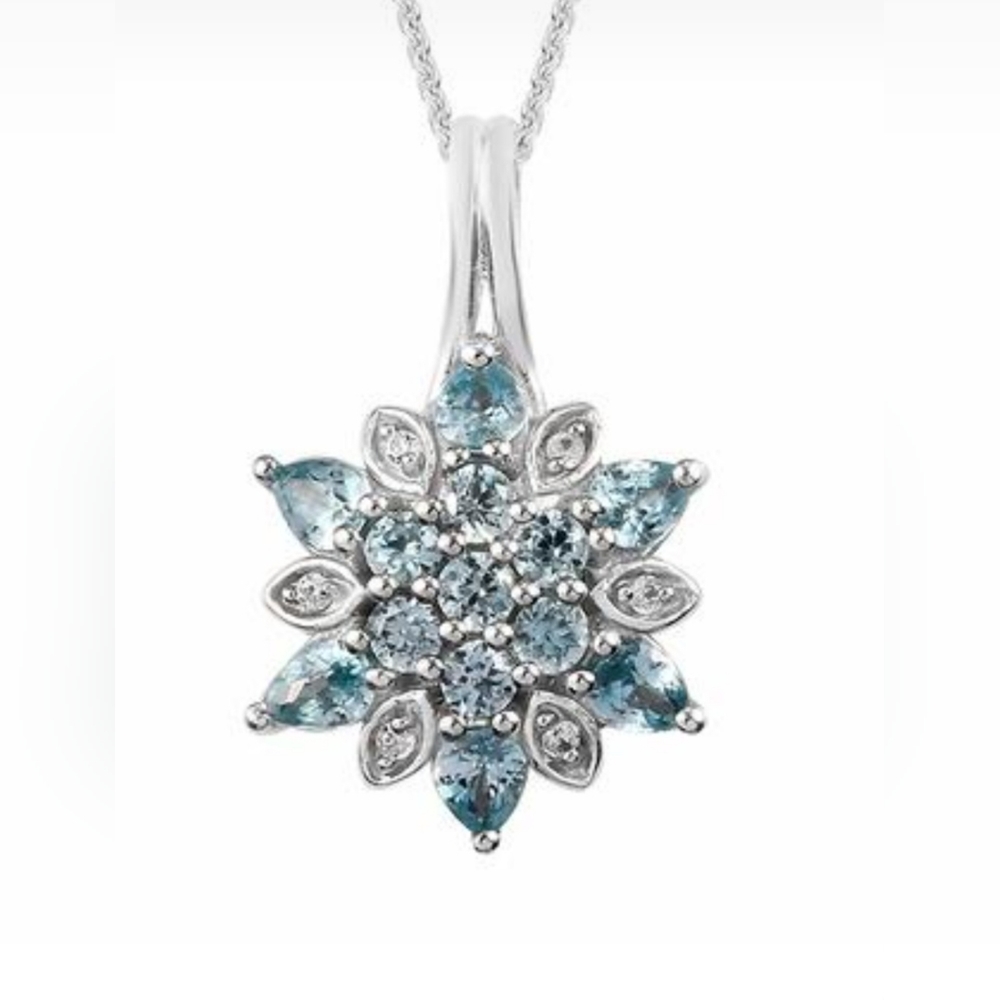 Cambodian blue zircon floral necklace